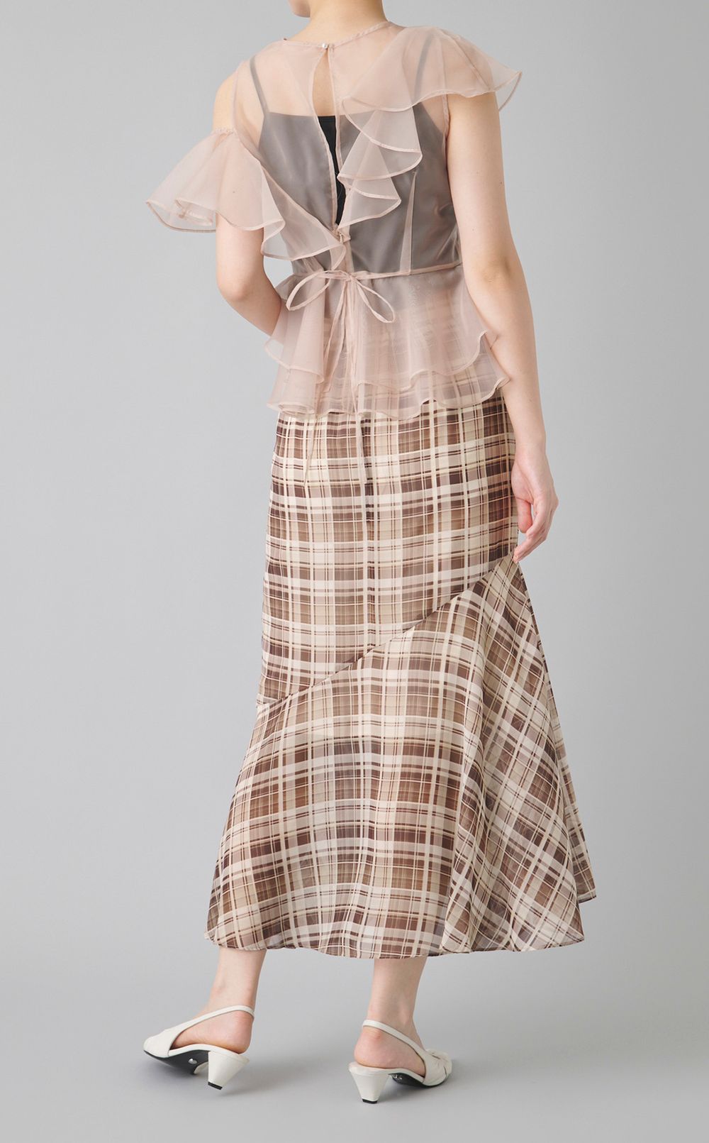 アシンメトリーチェックナロースカート