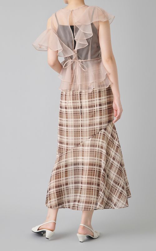 アシンメトリーチェックナロースカート