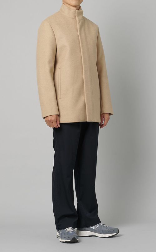 ウールメルトンスタンドカラーコート