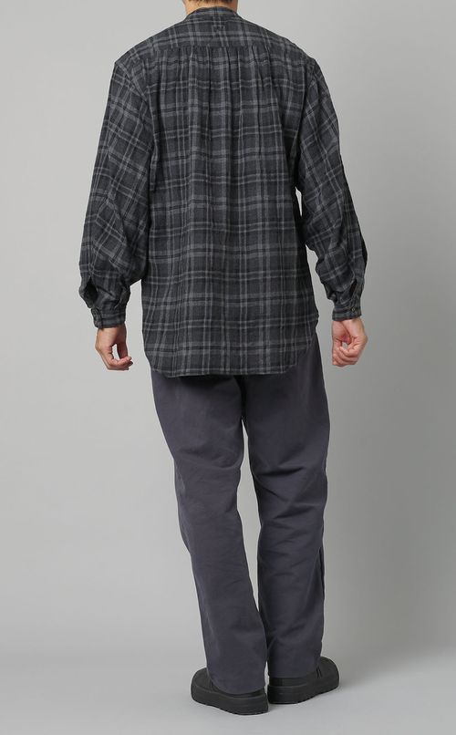 ワイドスリーブチェックロングシャツ