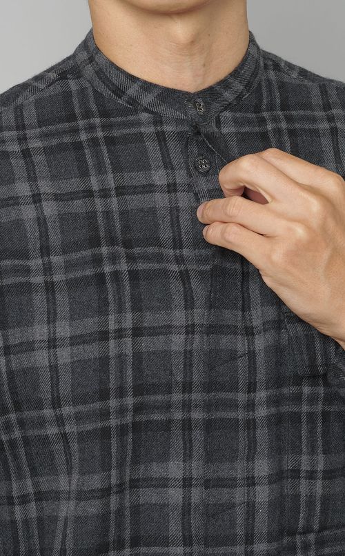 ワイドスリーブチェックロングシャツ