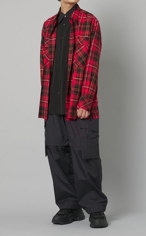 タータンチェック二重シャツ