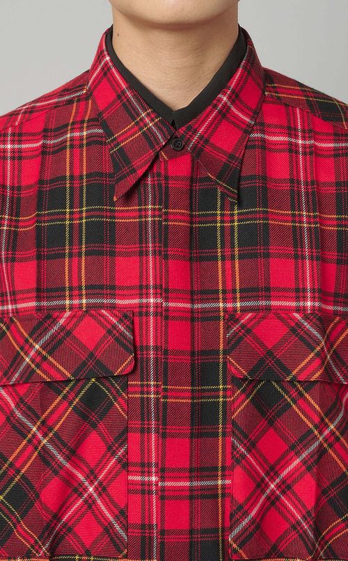 タータンチェック二重シャツ