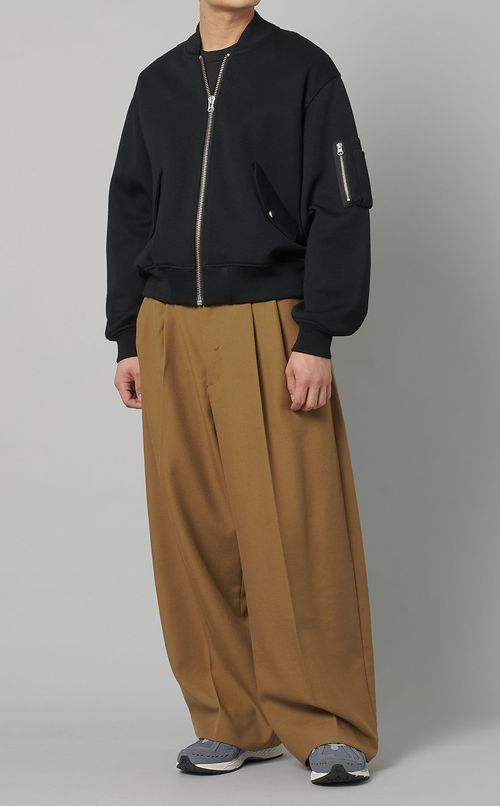 ウールツイルワイドタックパンツ