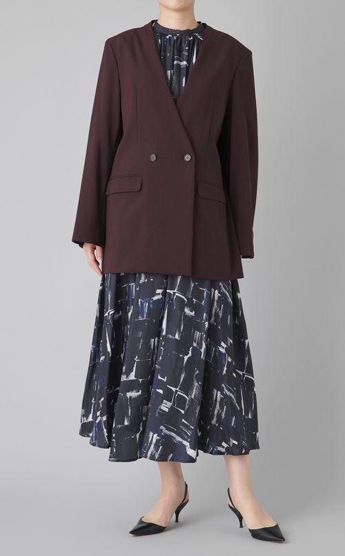 ペインティングプリントギャザードレス