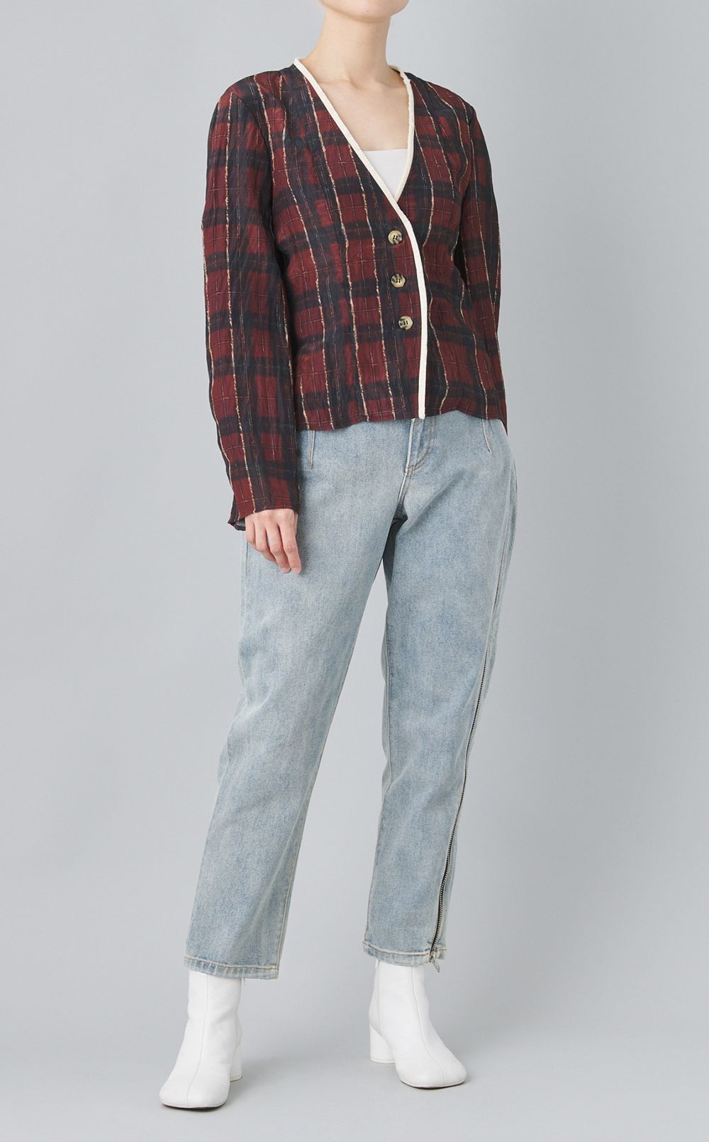 サイドジップデニムパンツ