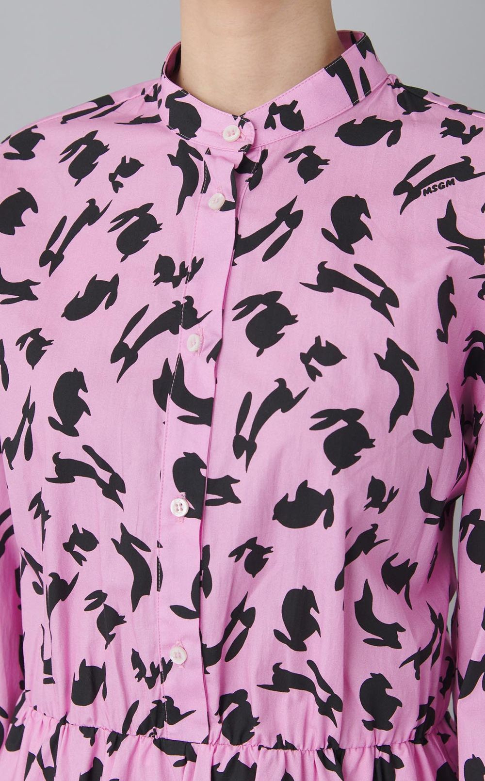 ラビットプリントシャツワンピース