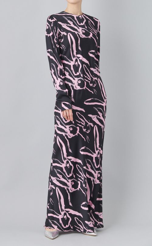 ラビットハンドプリントロングワンピース