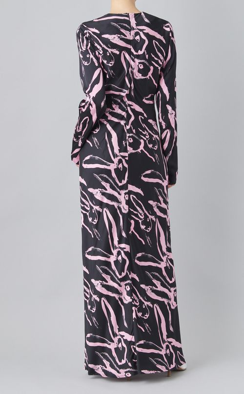 ラビットハンドプリントロングワンピース