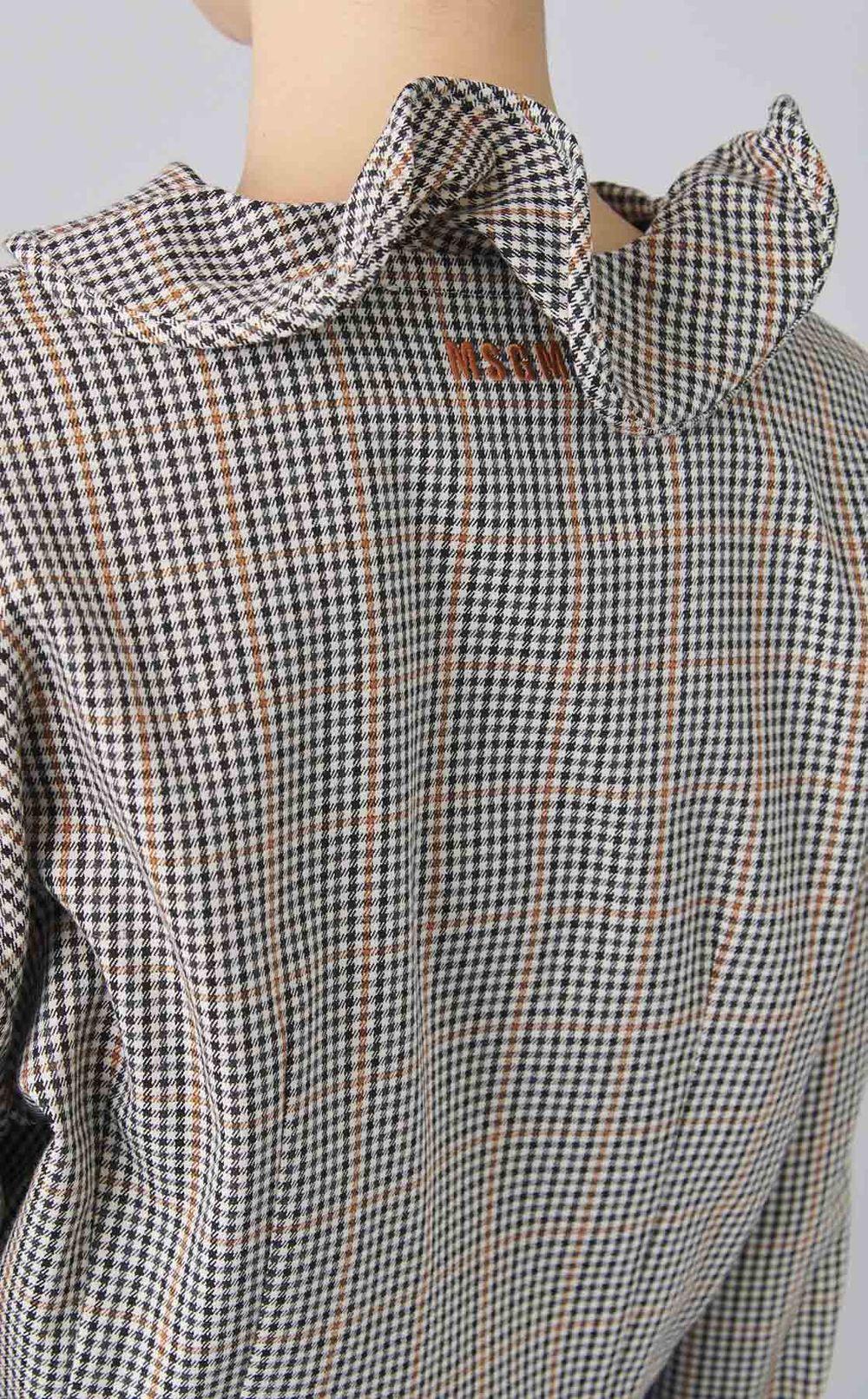 チェックフリルデザインブラウス