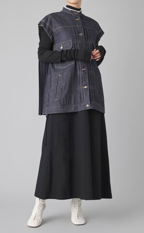 バックプリーツデニムジレ