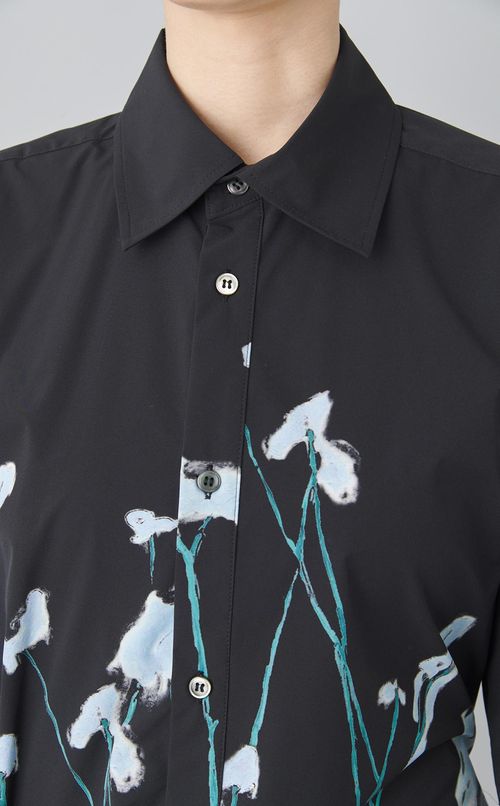 フラワープリントバックストラップシャツ