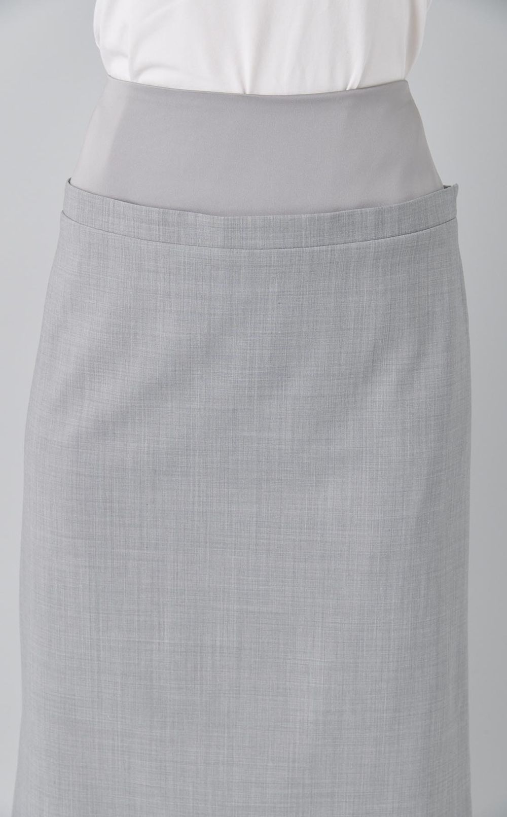 異素材アイラインスリットミディスカート