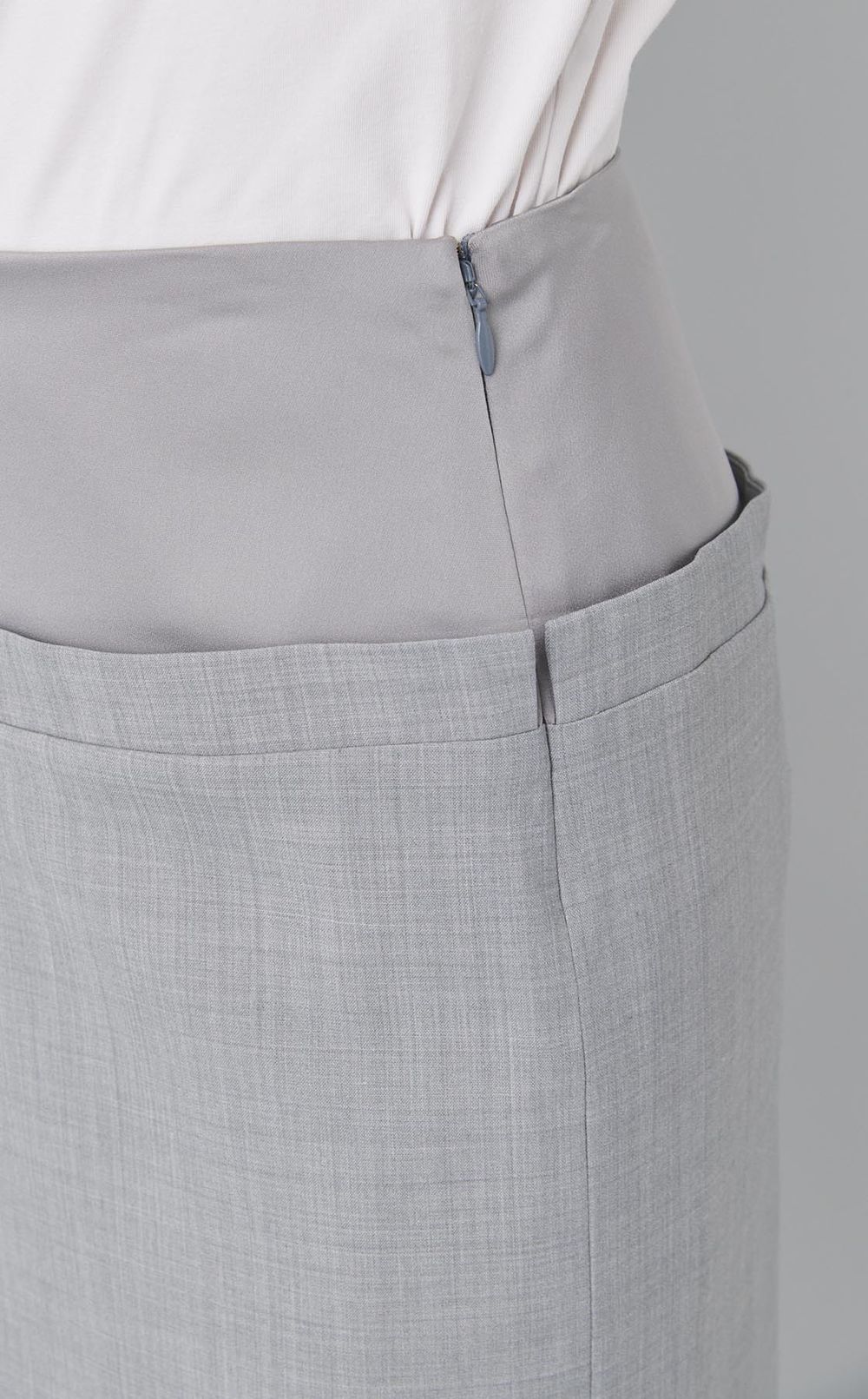 異素材アイラインスリットミディスカート