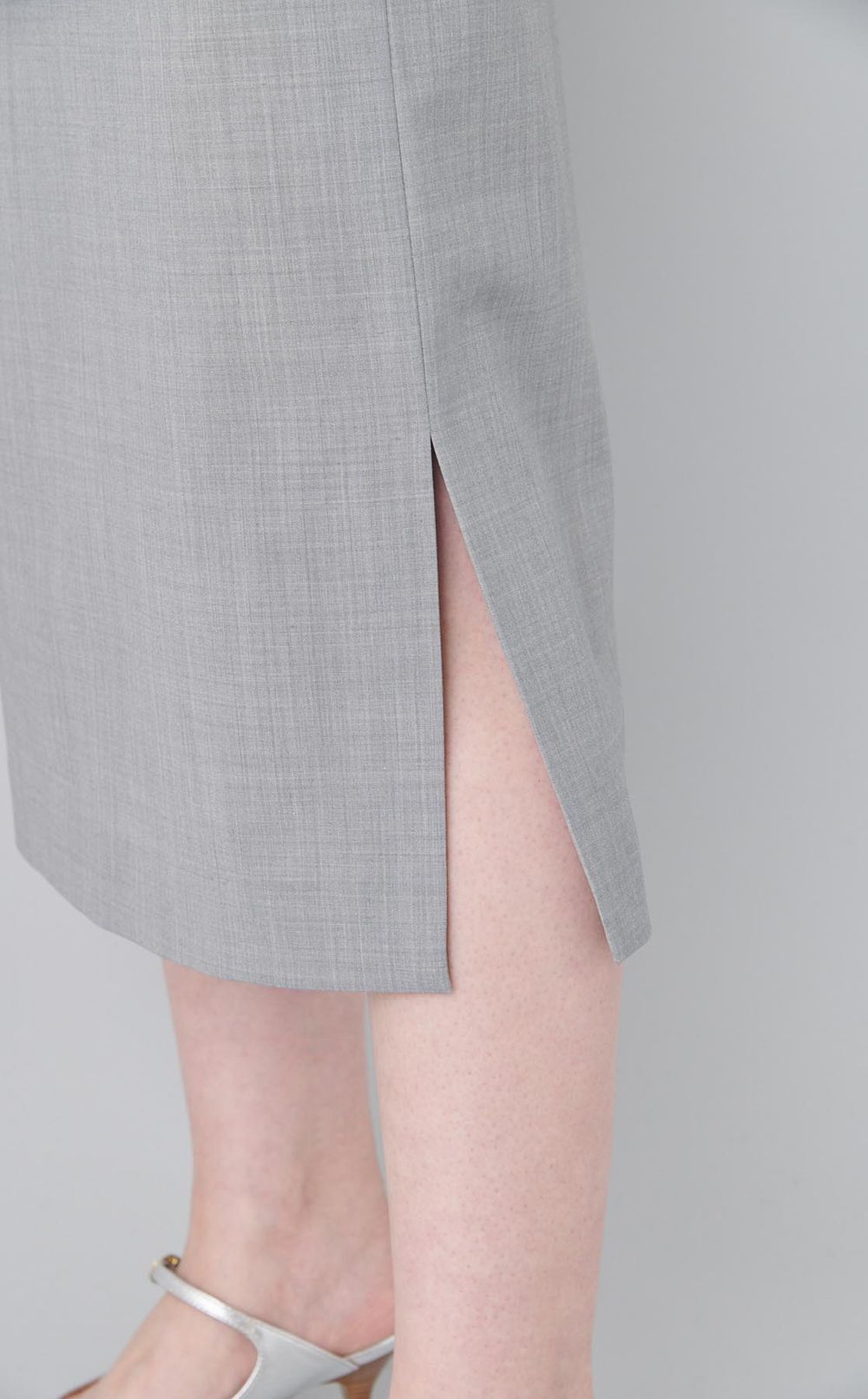 異素材アイラインスリットミディスカート