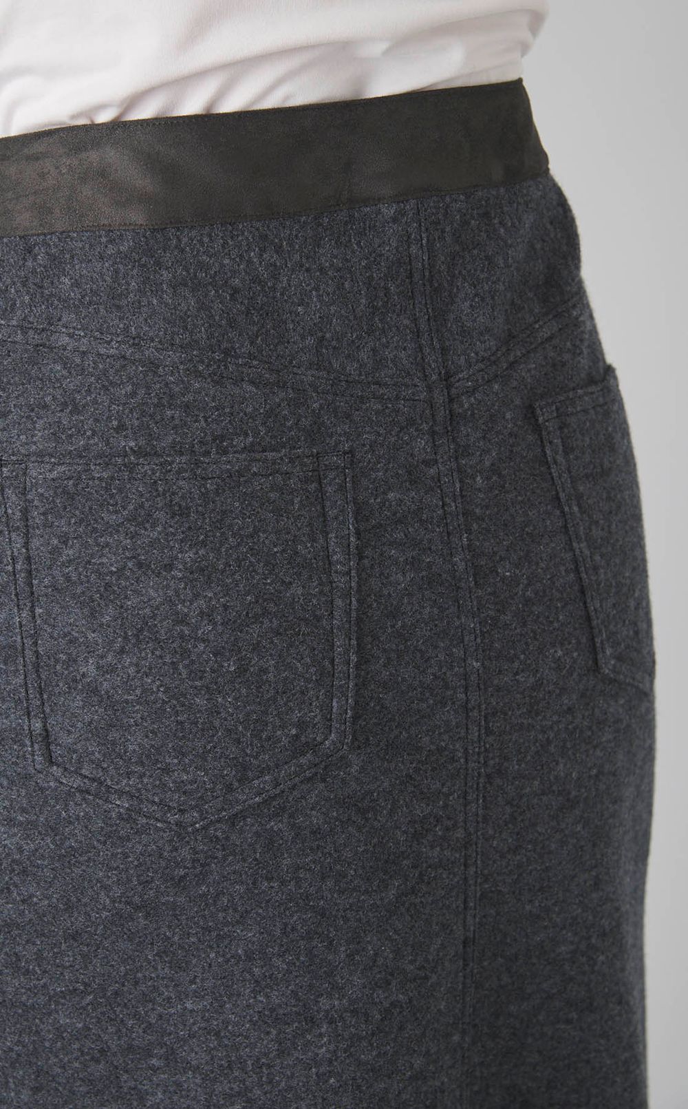 ウールフロントファスナーミディスカート