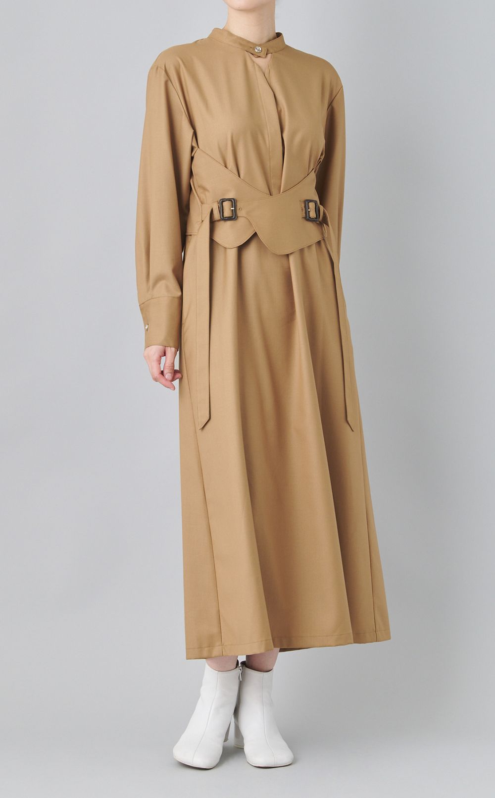 ウエストベルトロングワンピース