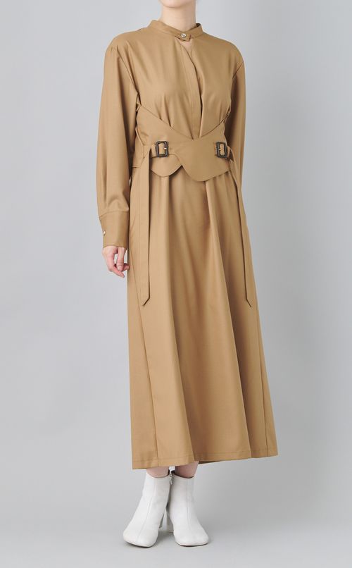 ウエストベルトロングワンピース