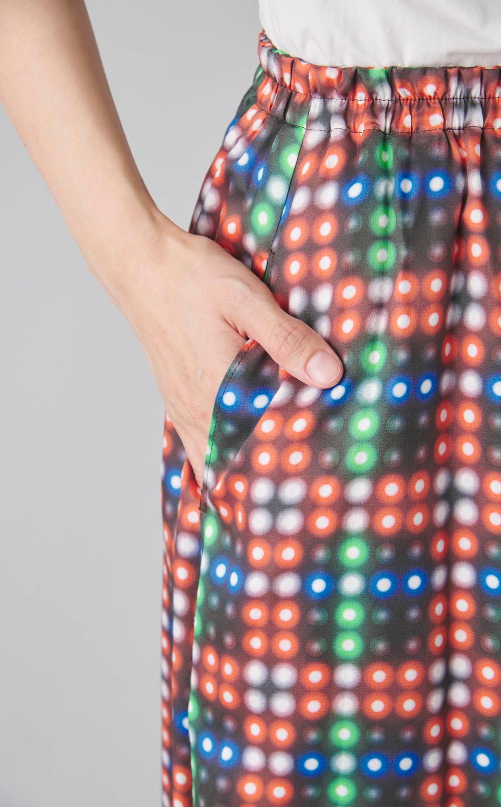 LEDチェックプリントギャザースカー卜