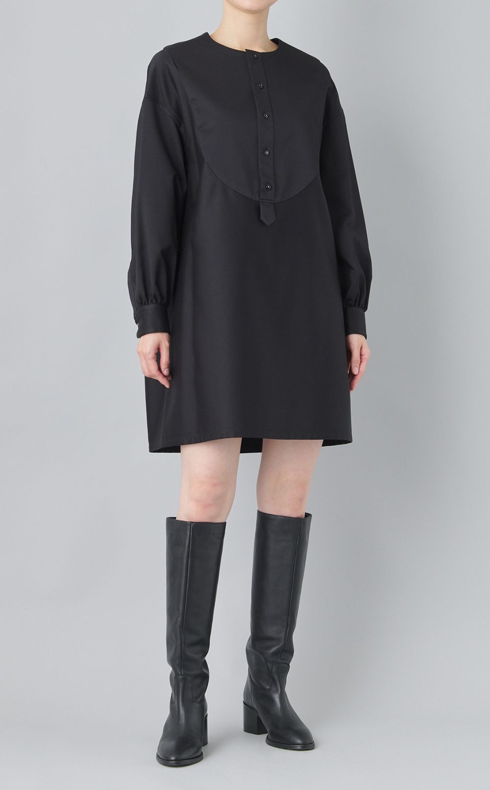 シルクポリエステルコクーンワンピース