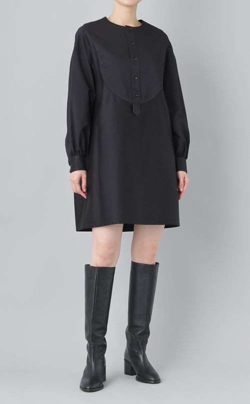 シルクポリエステルコクーンワンピース