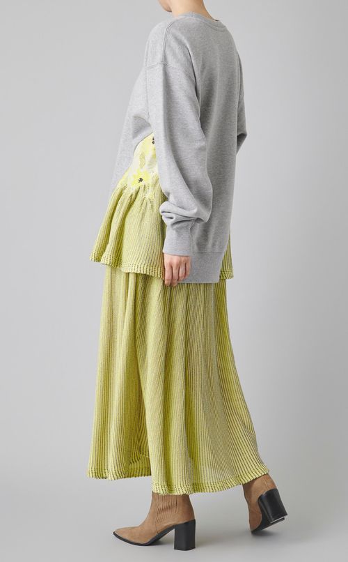 フラワージャガード切替スウェットトップス