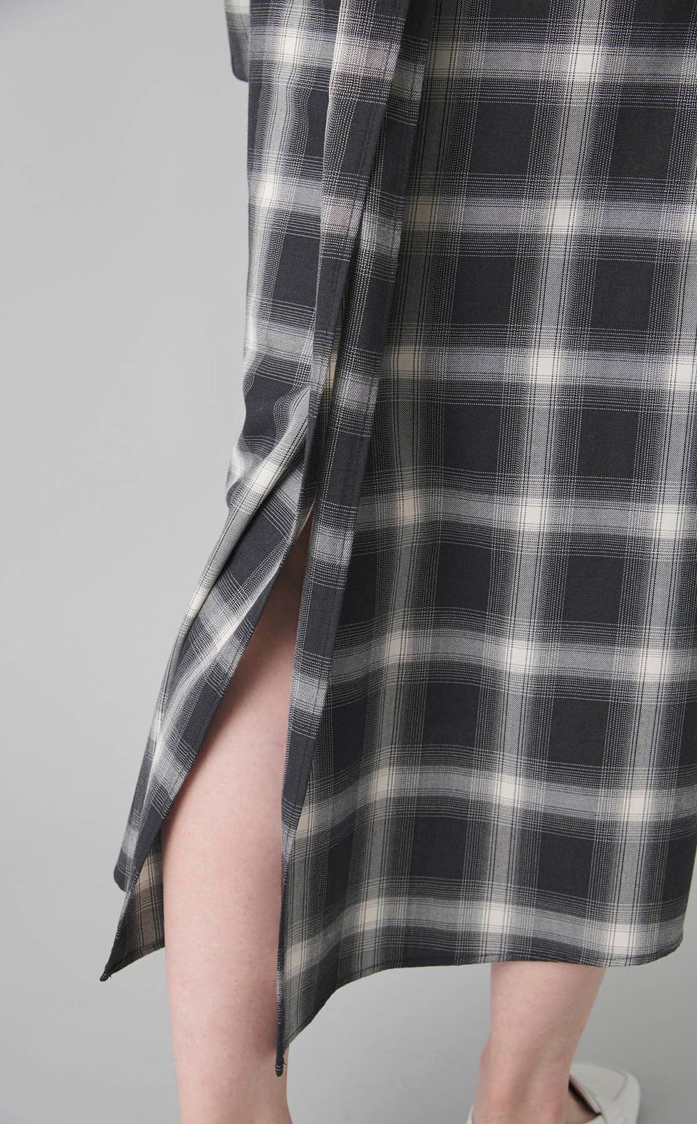 オンブレチェックビッグカラーワンピース