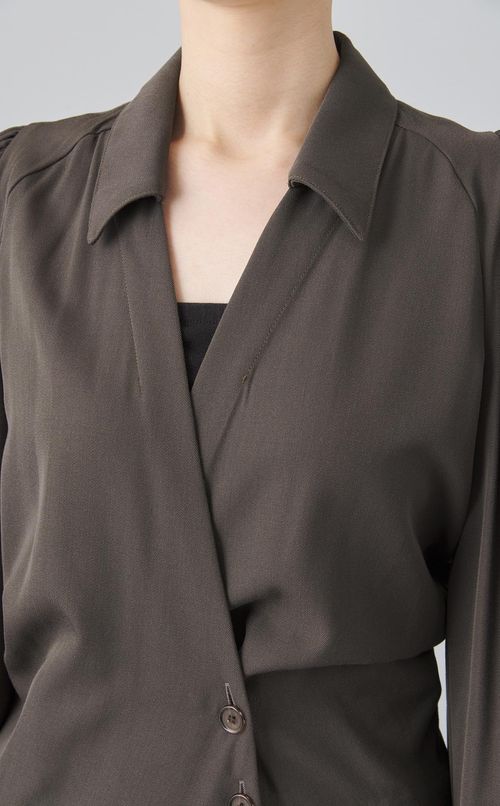 パフスリーブバックギャザーワンピース