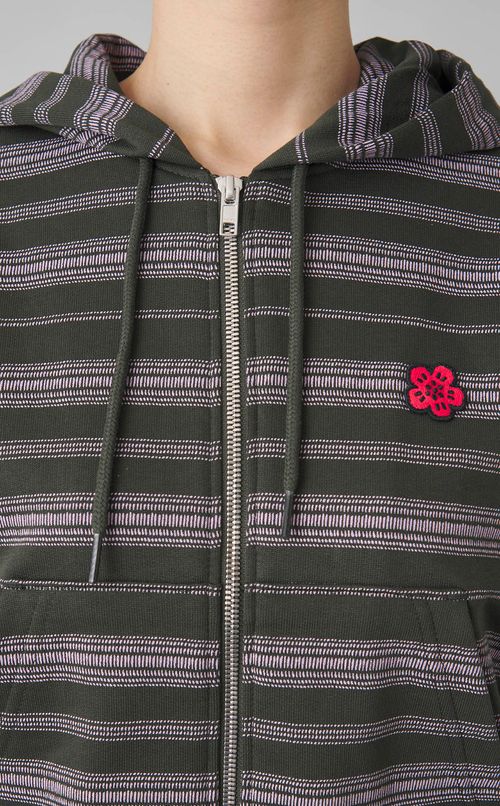 プリントストライプフロントジップフーディ