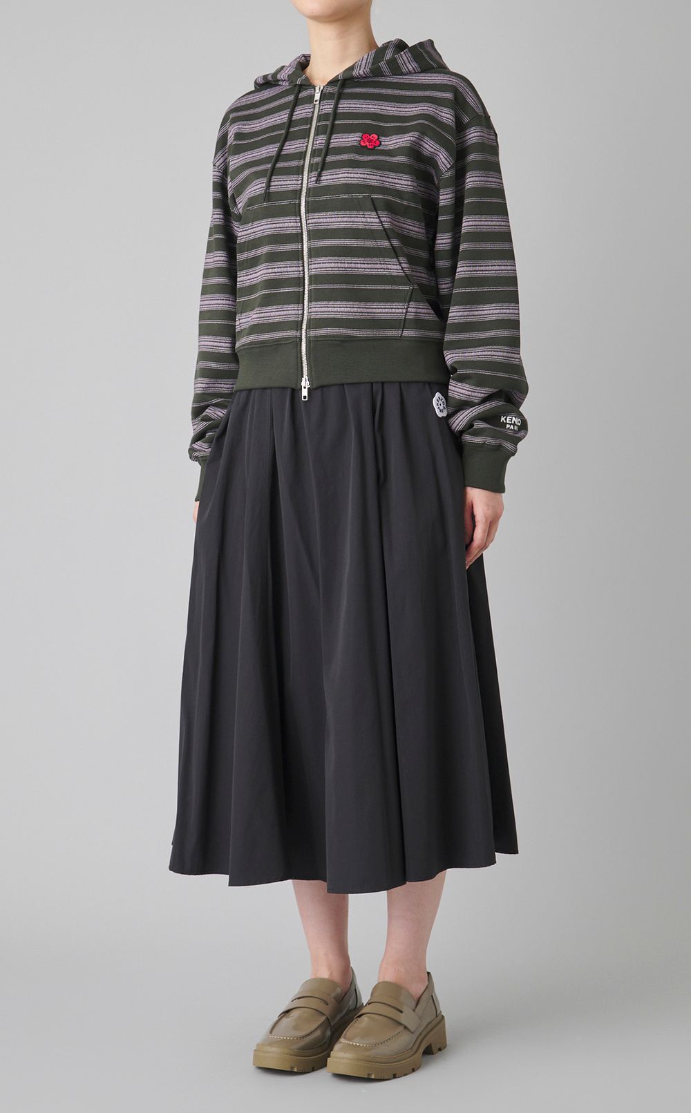 ギャザーフレアミディスカート