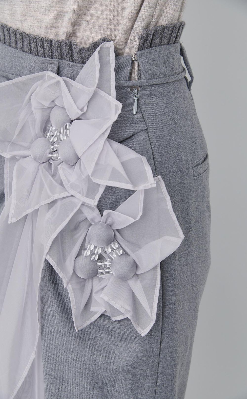 フラワーモチーフウール混ロングスカート