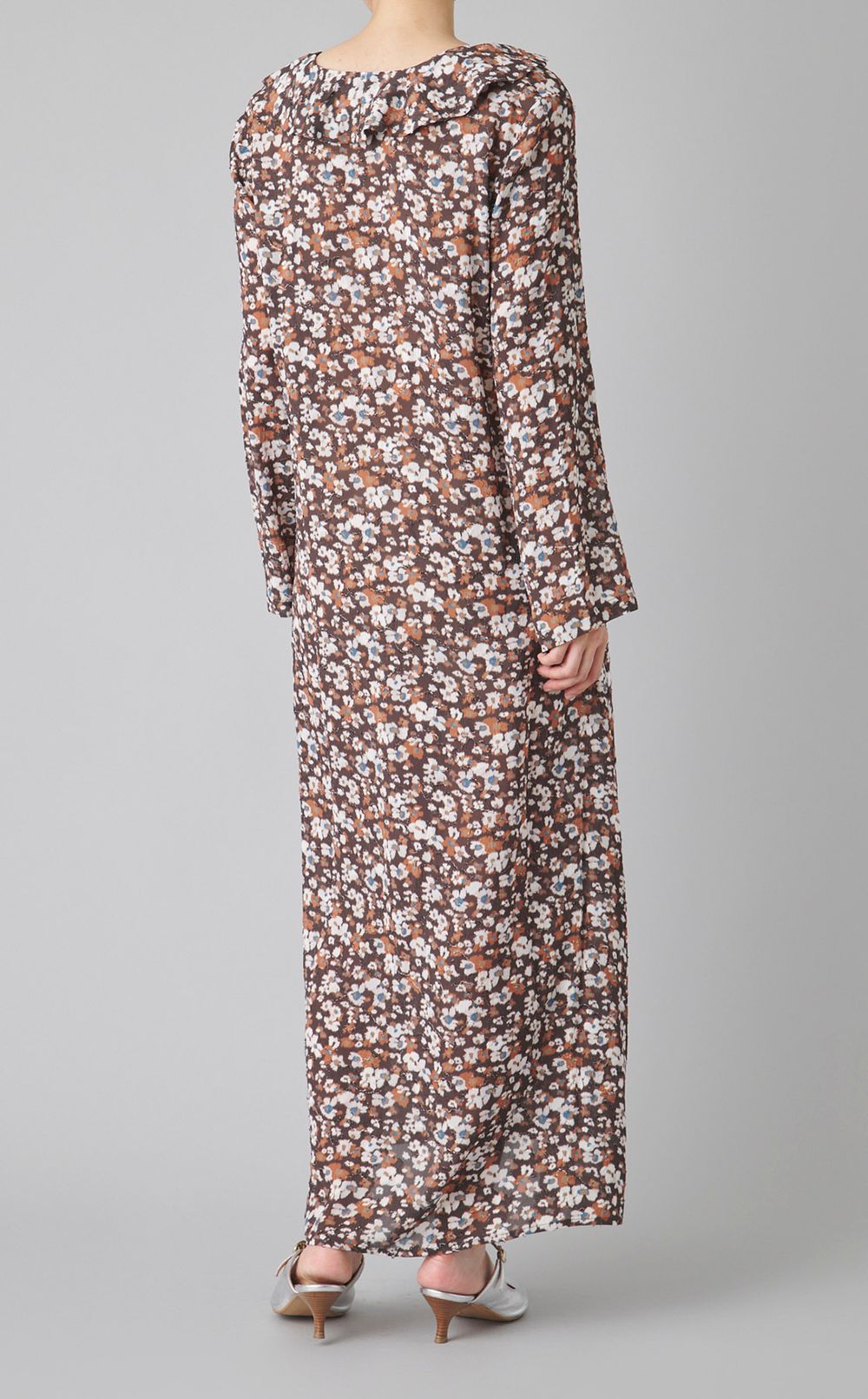 フラワープリントフリルトリムワンピース