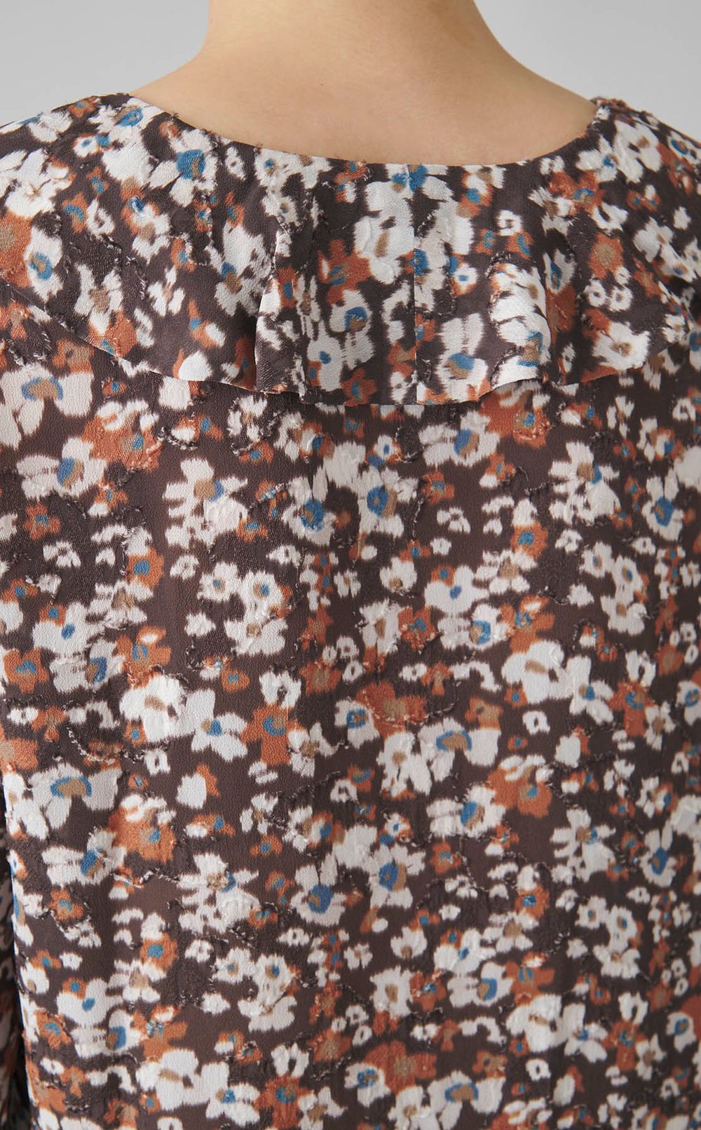 フラワープリントフリルトリムワンピース