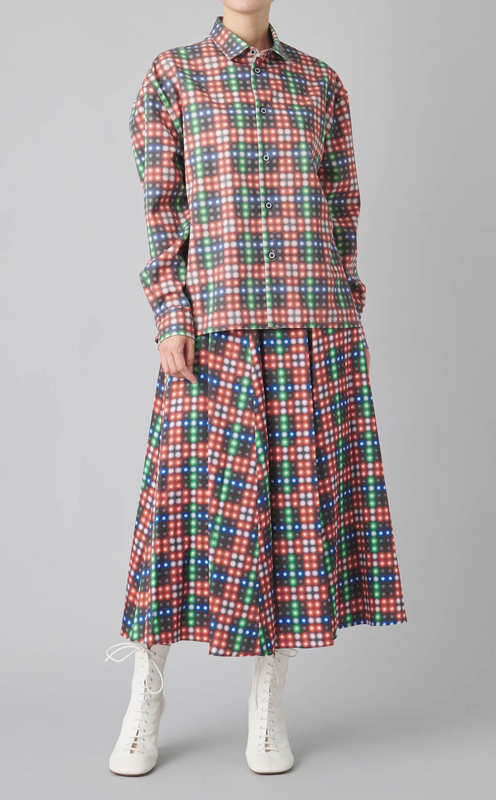 LEDチェックプリントシャツ