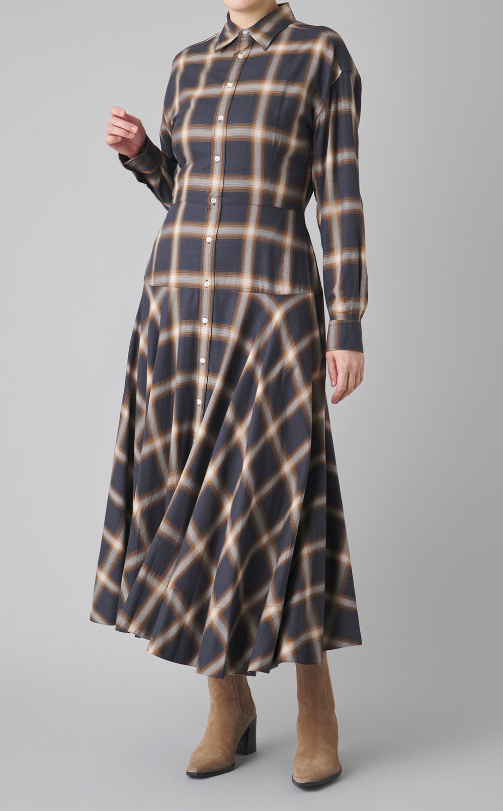 ツイルチェックシャツワンピース