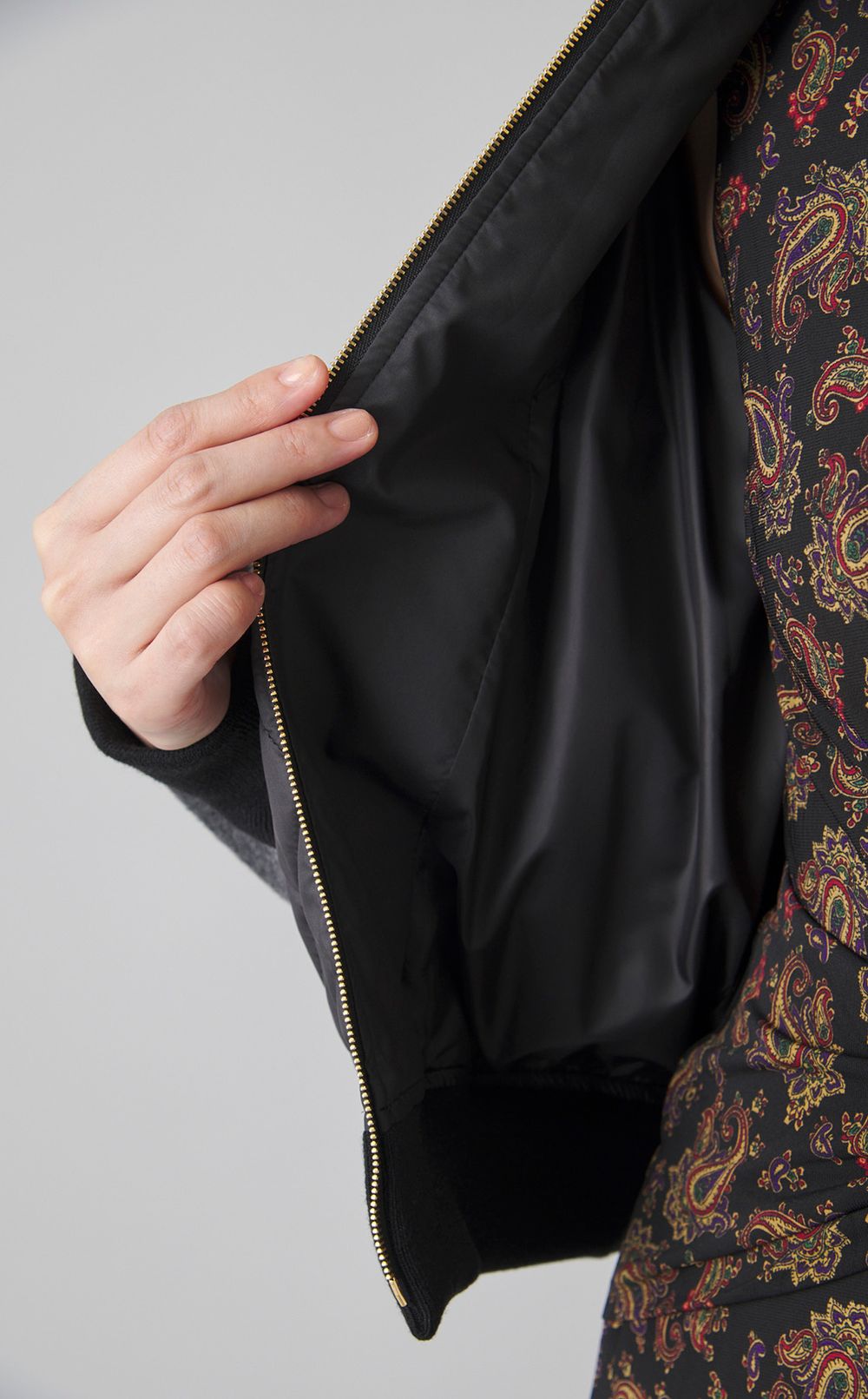 異素材ウールキルティングブルゾン