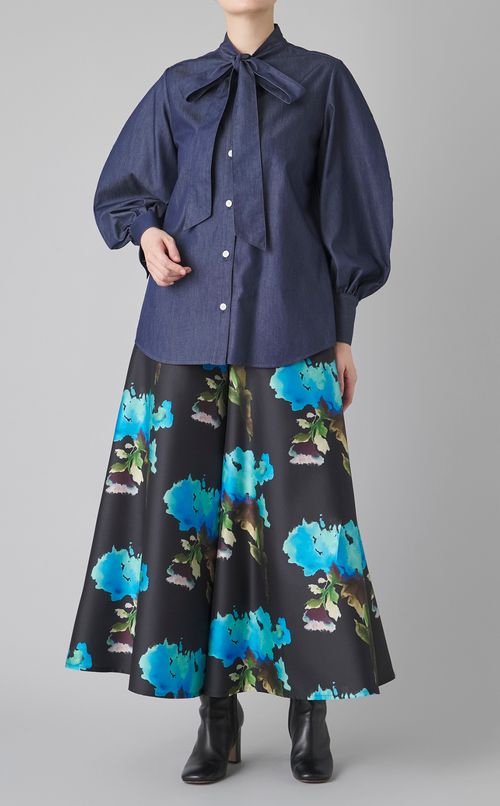 デニムボウタイブラウス