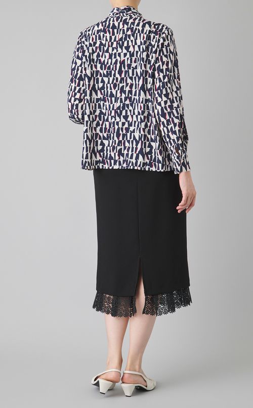 ジノリプリントボウタイブラウス