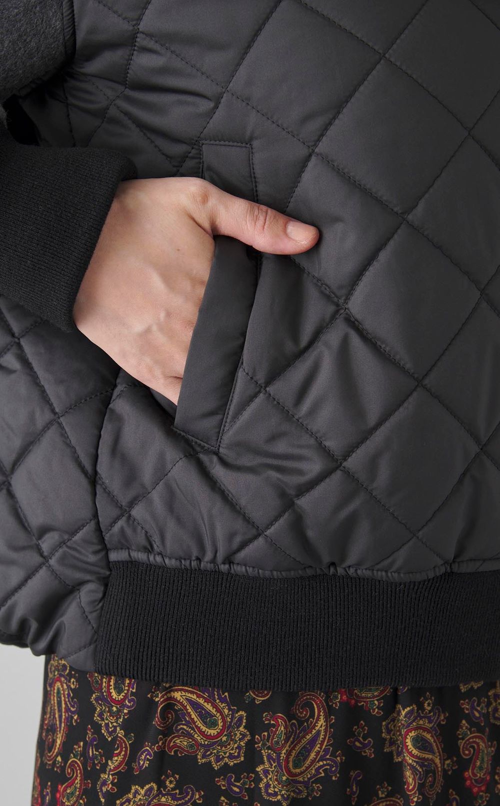 異素材ウールキルティングブルゾン