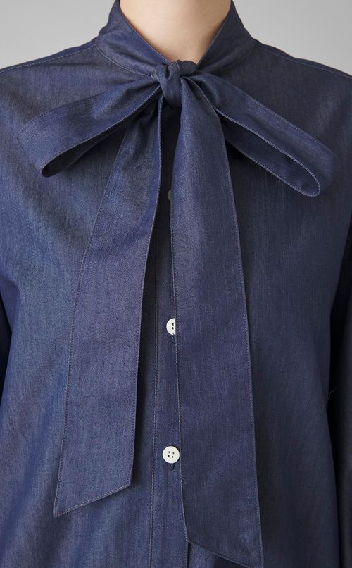 デニムボウタイブラウス