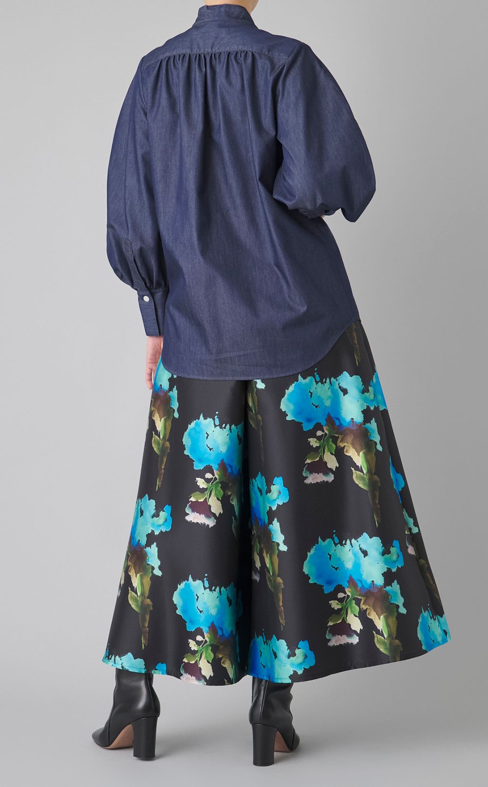 プリント切替フレアーパンツ