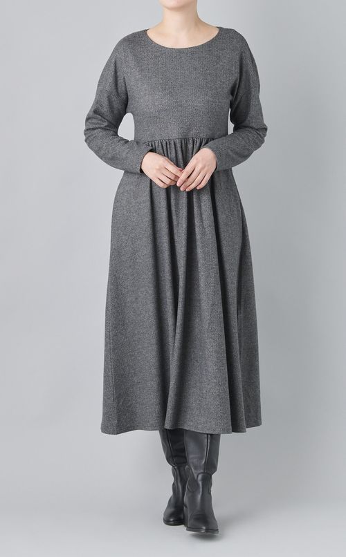 ヘリンボーンギャザーワンピース