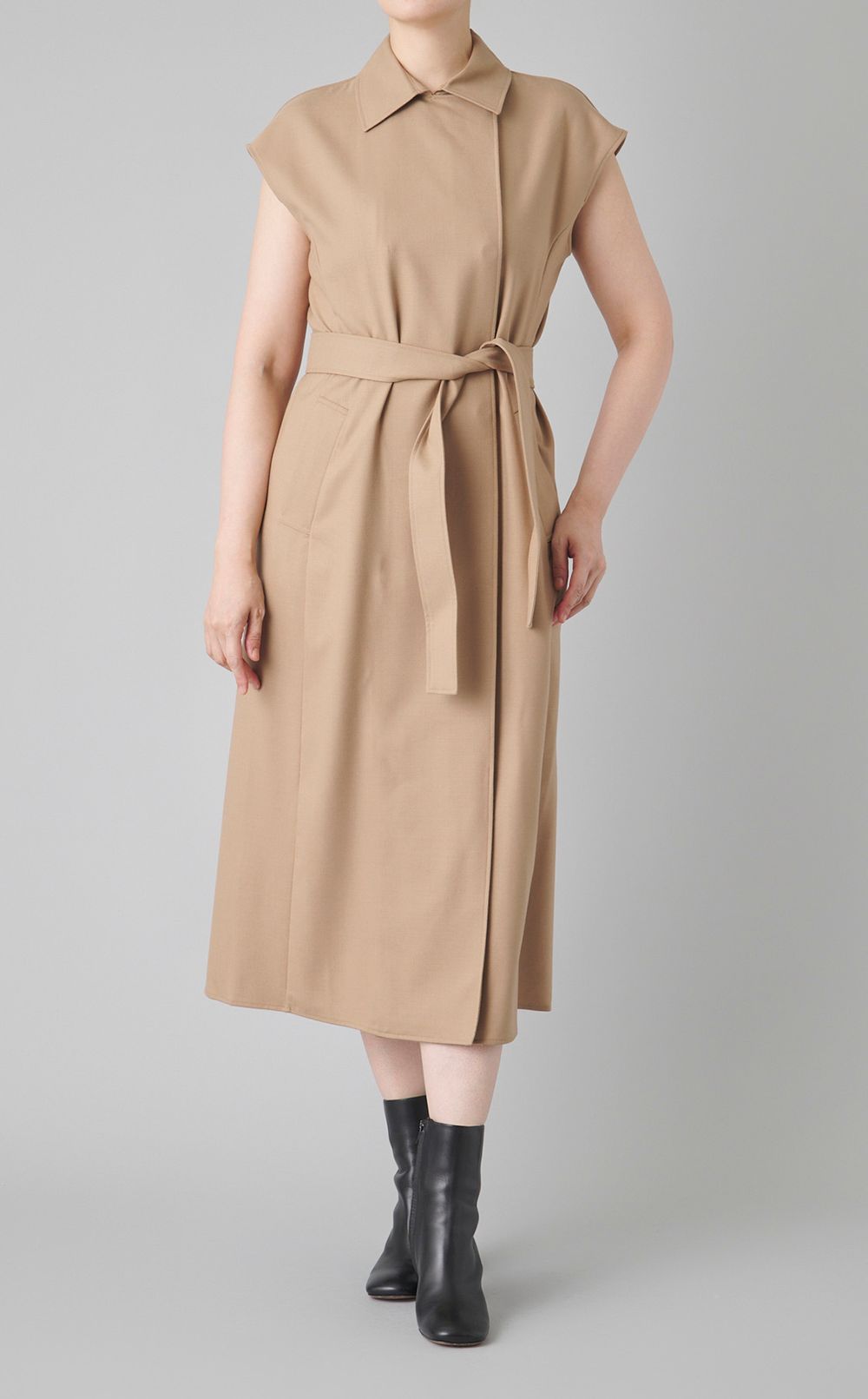 ウールフランネルベルトワンピース