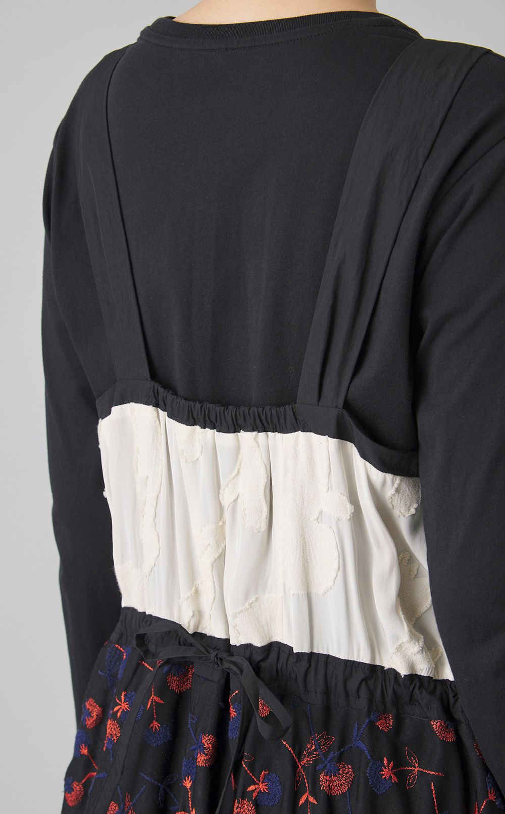 【reADdress】ノットストラップパッチワークワンピース