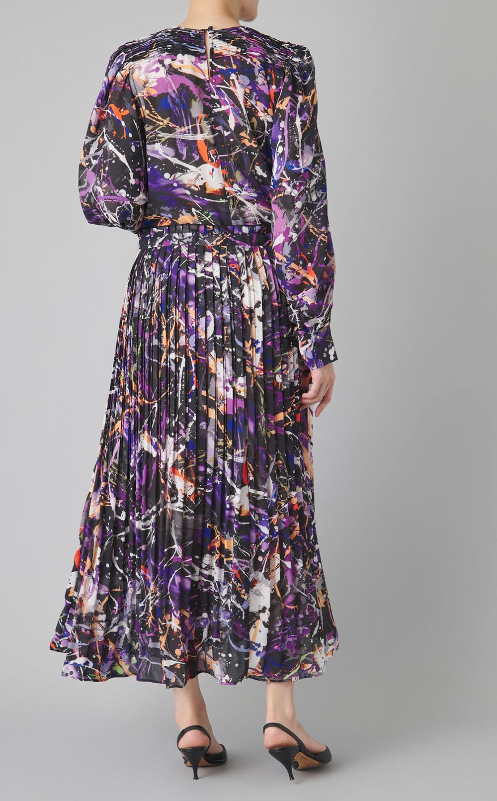 アブストラクトプリントプリーツワンピース