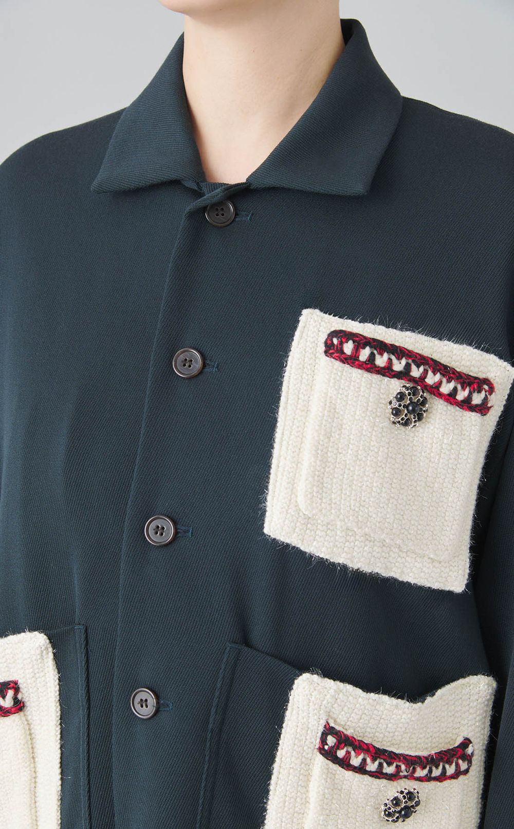 【reADdress】ツイードポケットシャツ