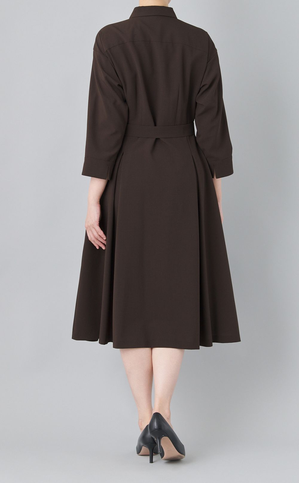 ベルト付きウーリーシャツワンピース