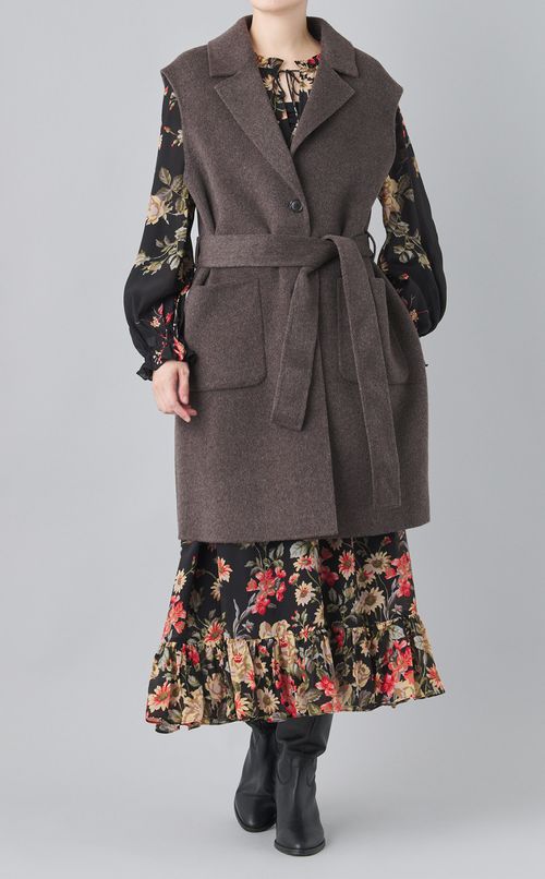 マルチフラワープリントギャザーワンピース