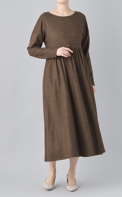 ヘリンボーンギャザーワンピース