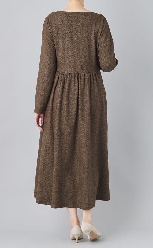 ヘリンボーンギャザーワンピース